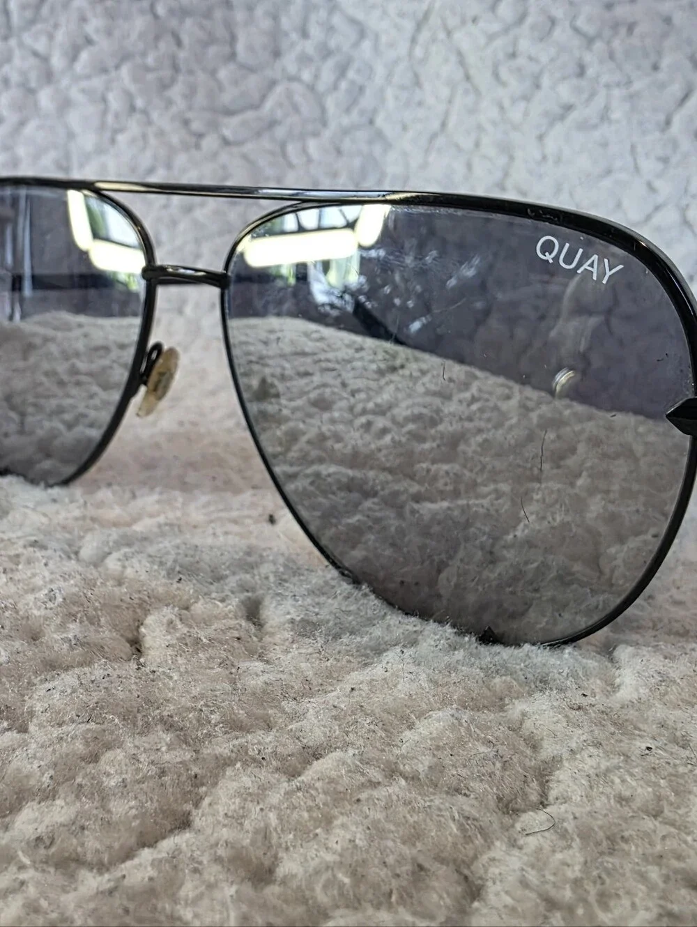 Quay Australia Black Aviator Sunglasses with Smoke Lenses
